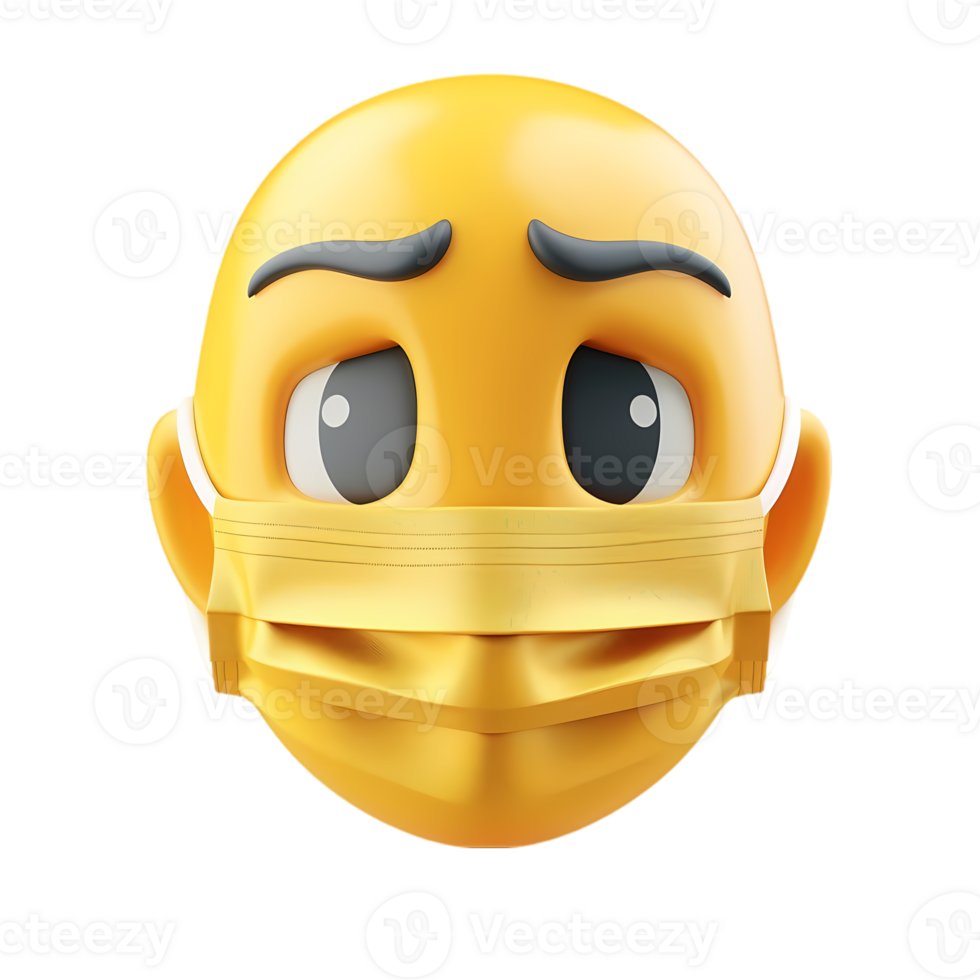 3D Emoji Wearing a Protective Mask png