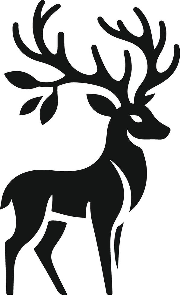 Cute deer black illustration vector