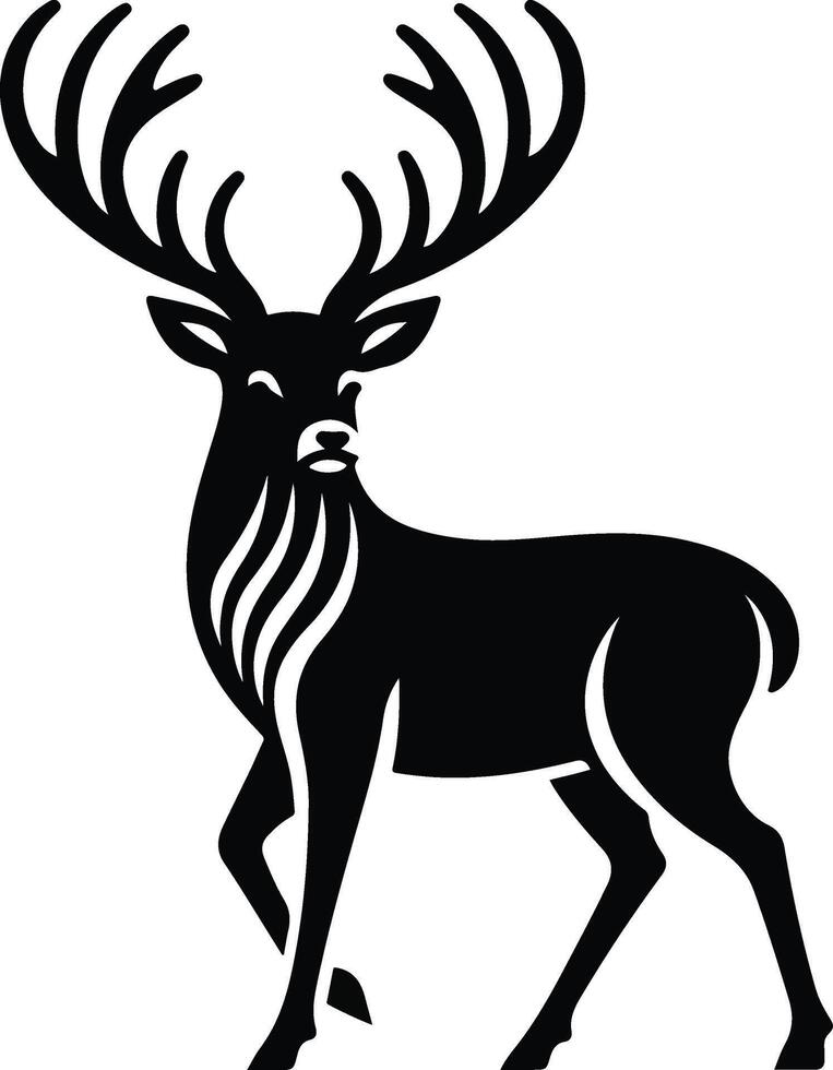 Cute deer black illustration vector