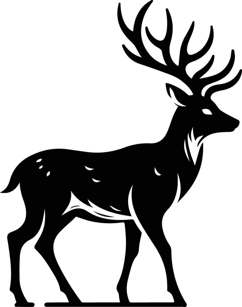 Cute deer black illustration vector