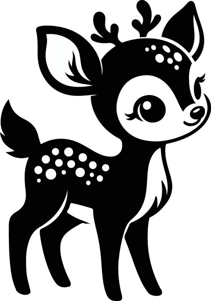 Cute deer black illustration vector