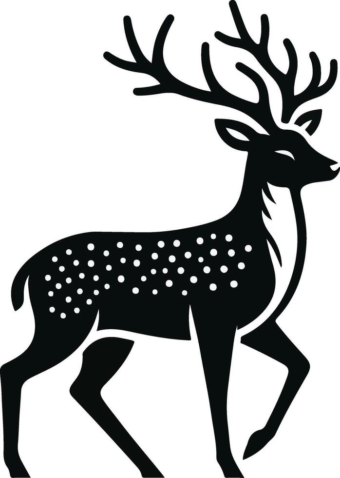 Cute deer black illustration vector