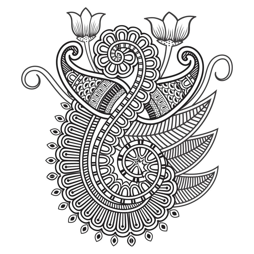 Traditional and Cultural Beautiful pattern design, tattoo design, mandala patterns, Arabic patterns, Rangoli, Alpona, Kolam, Paisley line art. vector