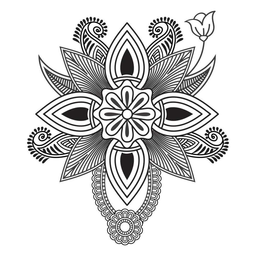 Traditional and Cultural Beautiful pattern design, tattoo design, mandala patterns, Arabic patterns, Rangoli, Alpona, Kolam, Paisley line art. vector