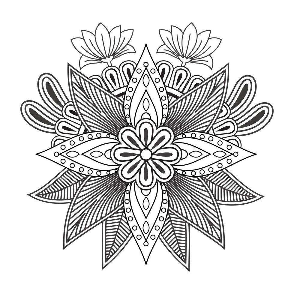 Traditional and Cultural Beautiful pattern design, tattoo design, mandala patterns, Arabic patterns, Rangoli, Alpona, Kolam, Paisley line art. vector