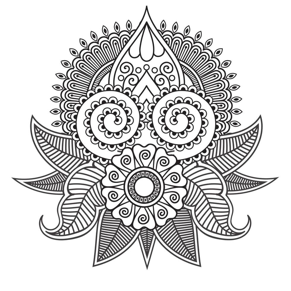 Traditional and Cultural Beautiful pattern design, tattoo design, mandala patterns, Arabic patterns, Rangoli, Alpona, Kolam, Paisley line art. vector