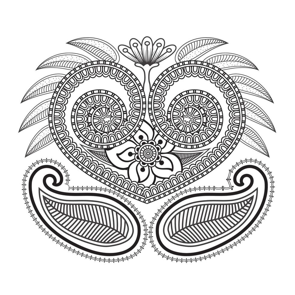 Traditional and Cultural Beautiful pattern design, tattoo design, mandala patterns, Arabic patterns, Rangoli, Alpona, Kolam, Paisley line art. vector