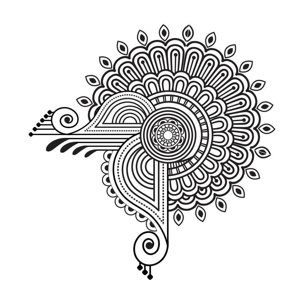 Traditional and Cultural Beautiful pattern design, tattoo design, mandala patterns, Arabic patterns, Rangoli, Alpona, Kolam, Paisley line art. vector