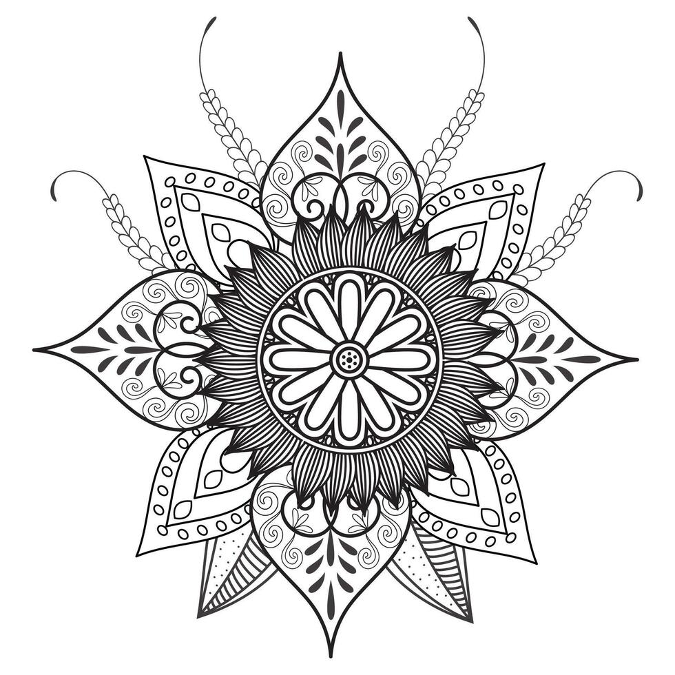 Traditional and Cultural Beautiful pattern design, tattoo design, mandala patterns, Arabic patterns, Rangoli, Alpona, Kolam, Paisley line art. vector