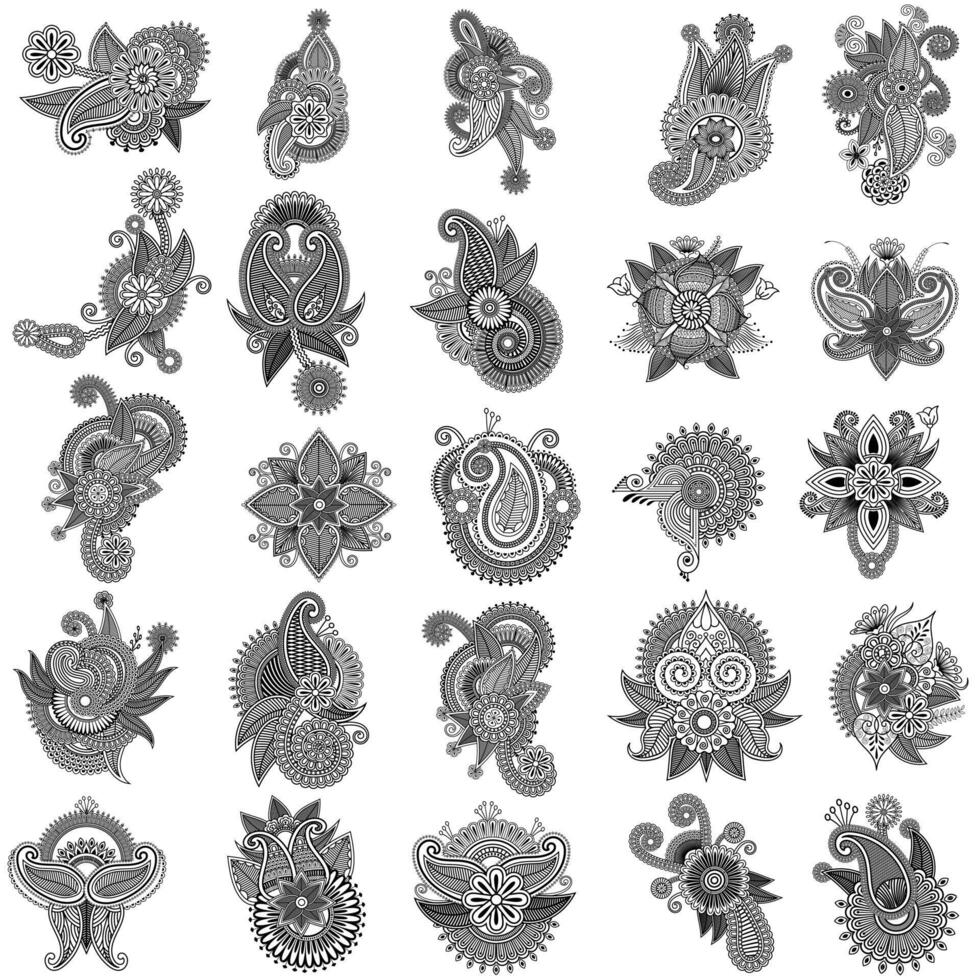 Traditional and Cultural Beautiful pattern design, tattoo design, mandala patterns, Arabic patterns, Rangoli, Alpona, Kolam, Paisley line art. vector