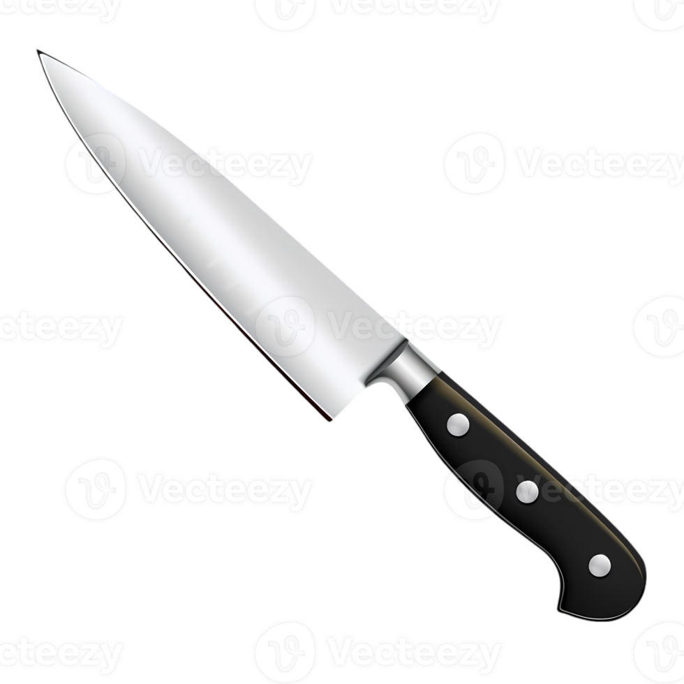 Sharp Kitchen Knife with Black Handle png