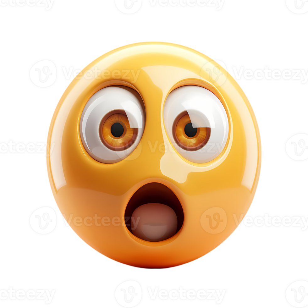 3D Emoticon with a Surprised Expression png