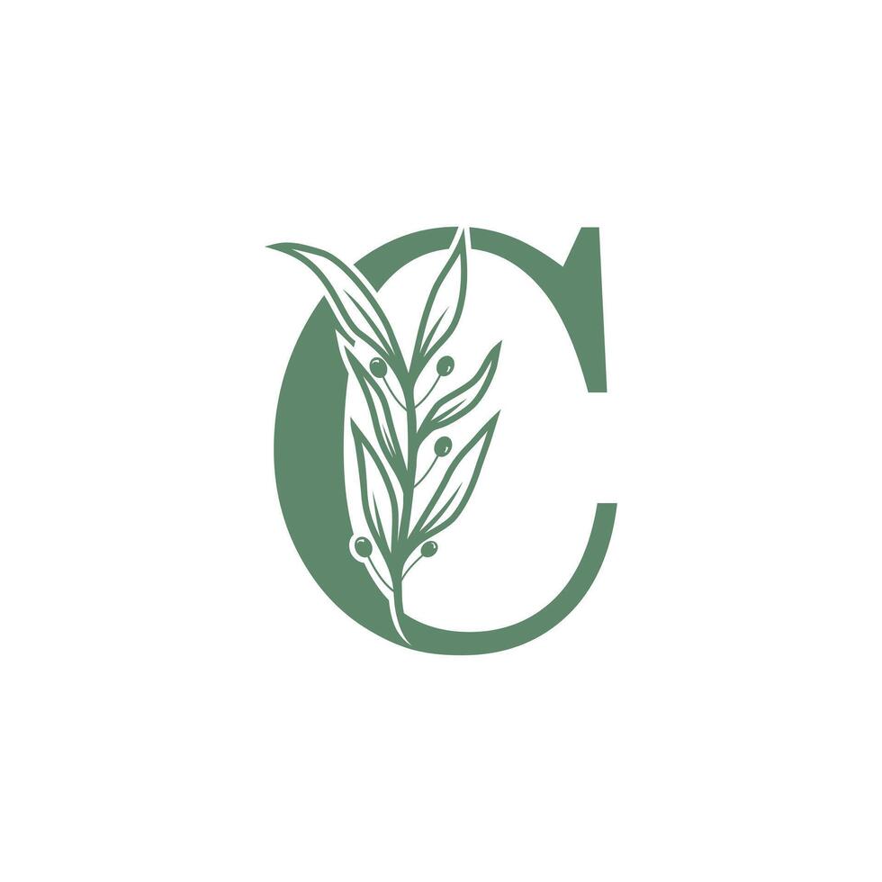 Botanical logo design letter with creative flower concept vector