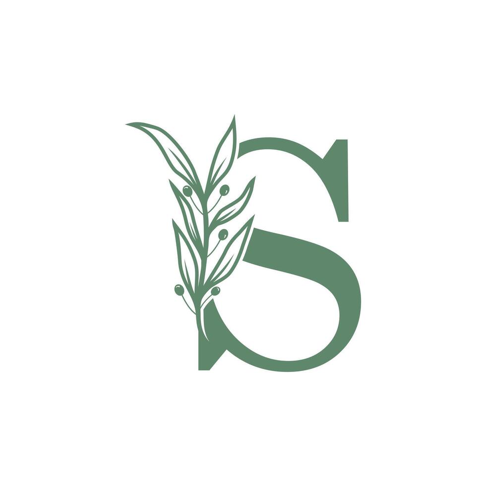 Botanical logo design letter with creative flower concept vector