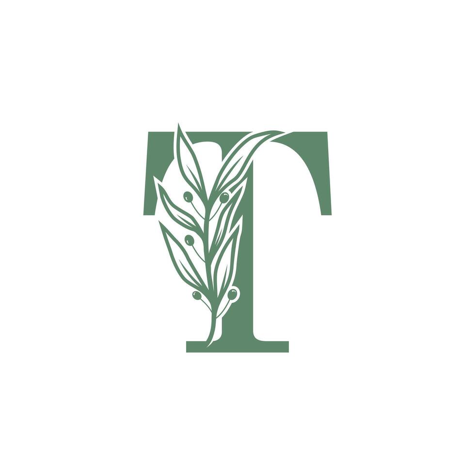 Botanical logo design letter with creative flower concept vector