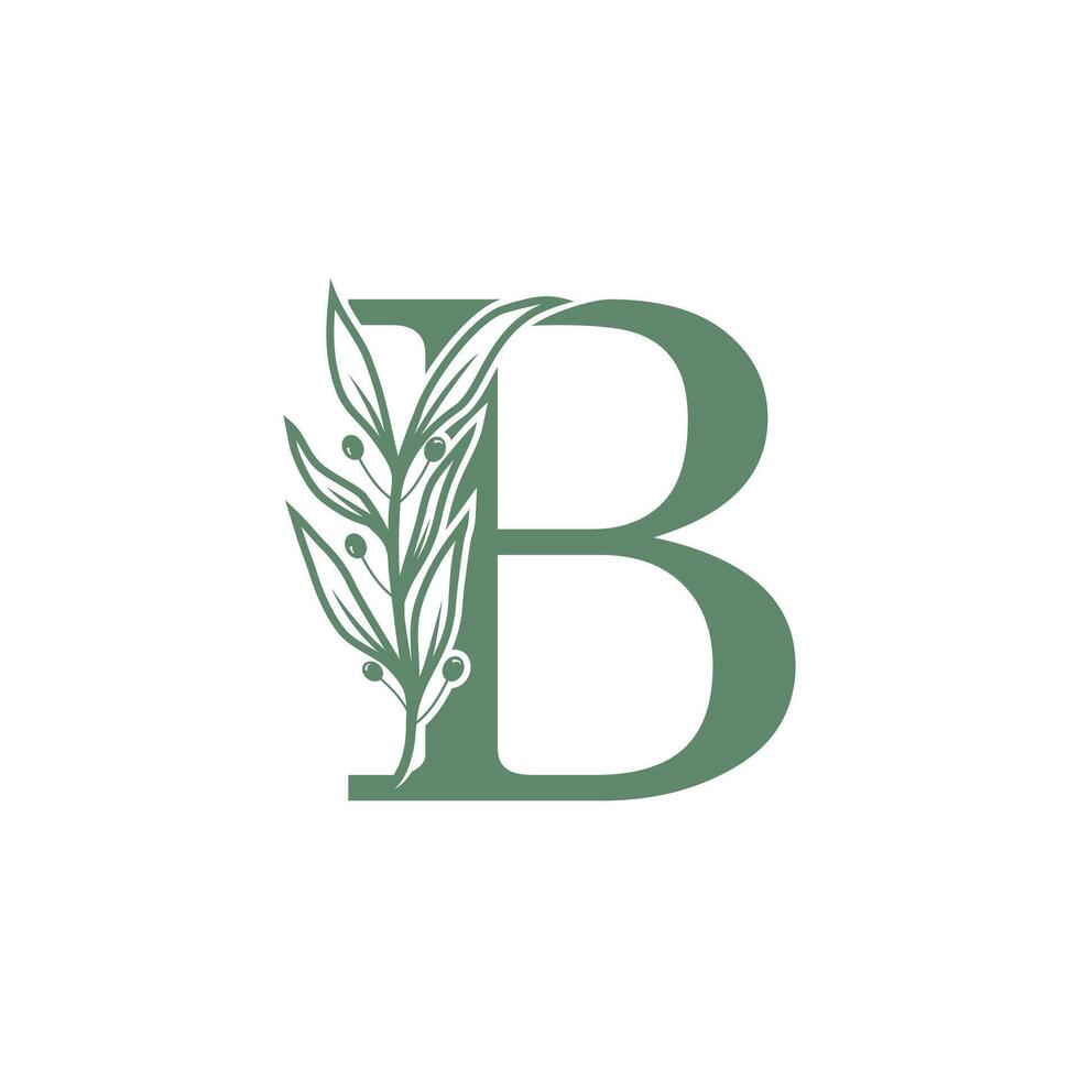 Botanical logo design letter with creative flower concept vector