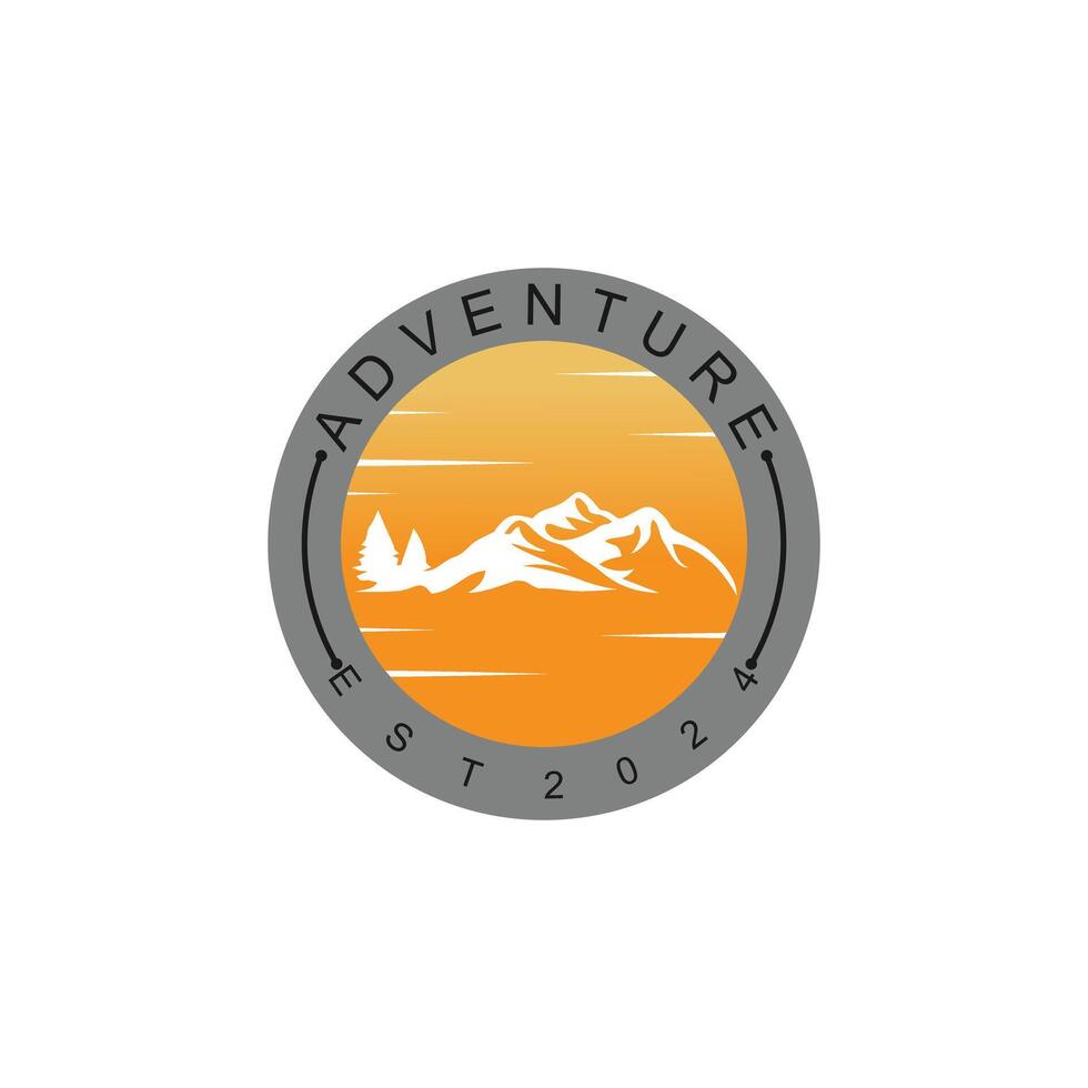 Mountain and adventure logo design with illustration premium concept idea vector