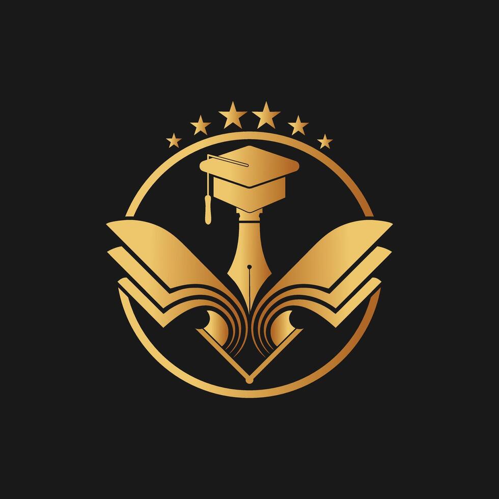 Study logo design with creative modern concept and business premium golden vector