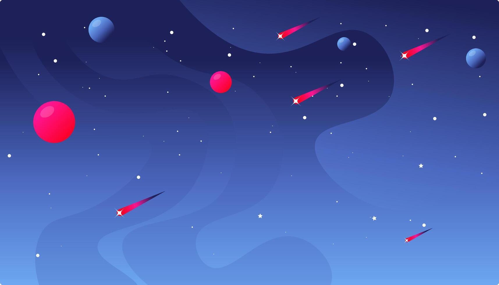 Gradient galaxy background with meteor and planets vector