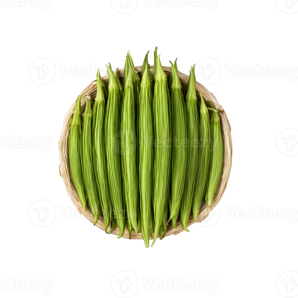 Okra mit geriffelt Schoten und geschnitten Runden im verstreut Komposition Essen und kulinarisch Konzept png