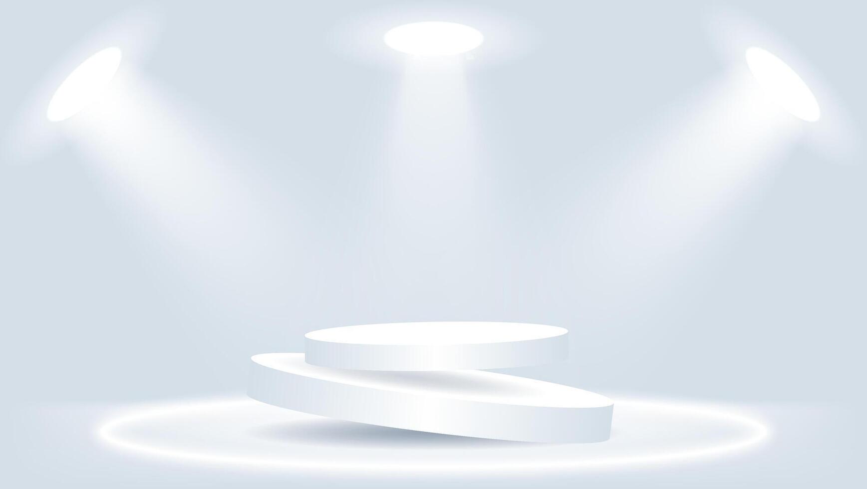 3d white podium background with light. vector