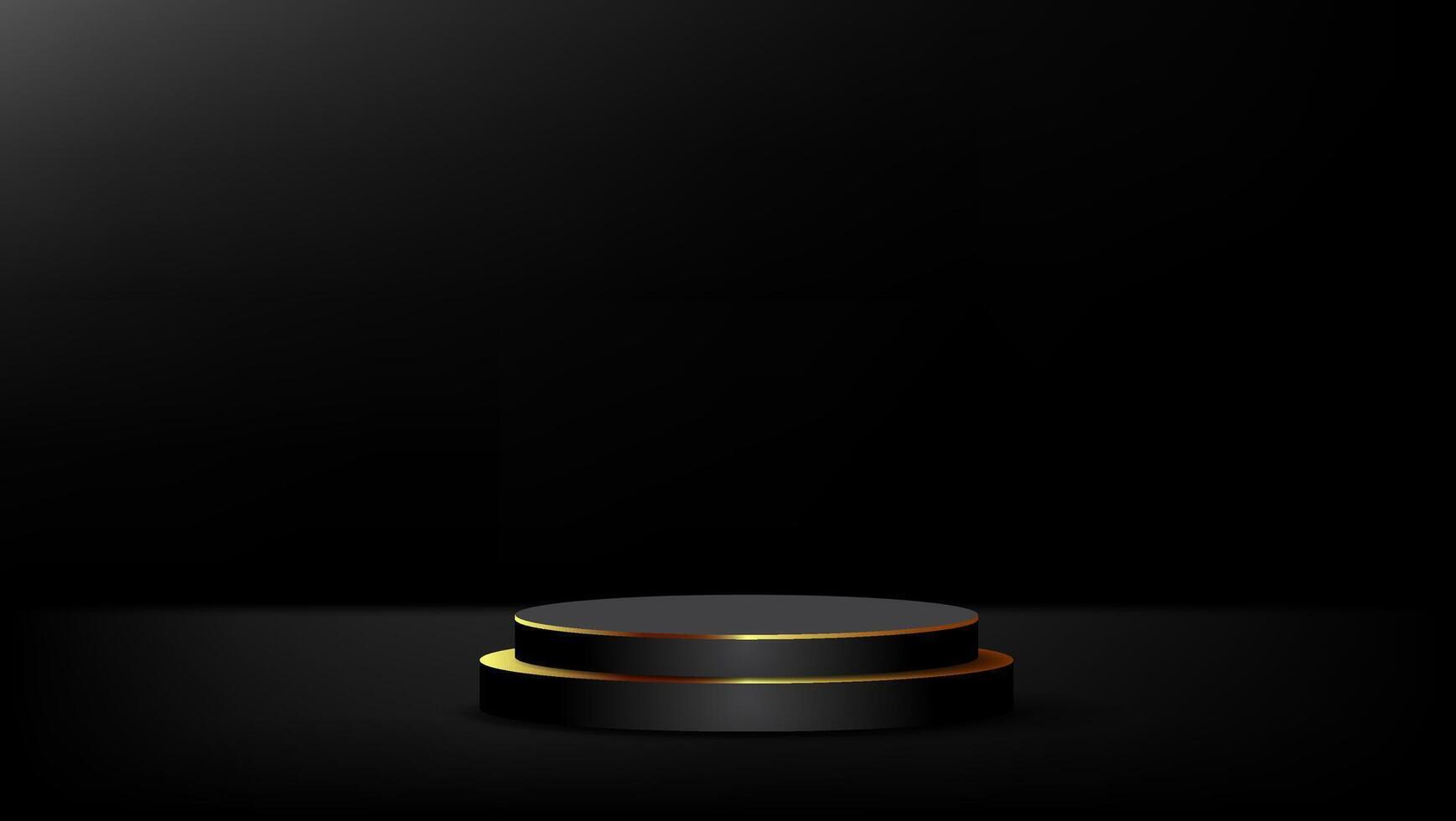a close up of a black podium with a gold edge vector