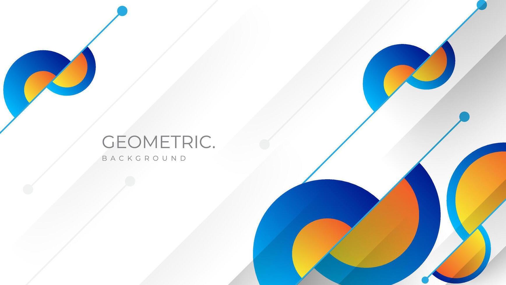 blue and orange geometric background with semi circle and stripes. vector