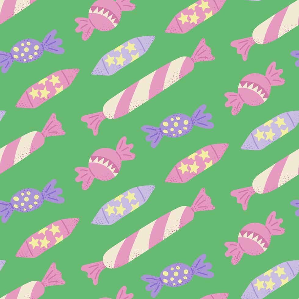 Flat seamless pattern with candies vector