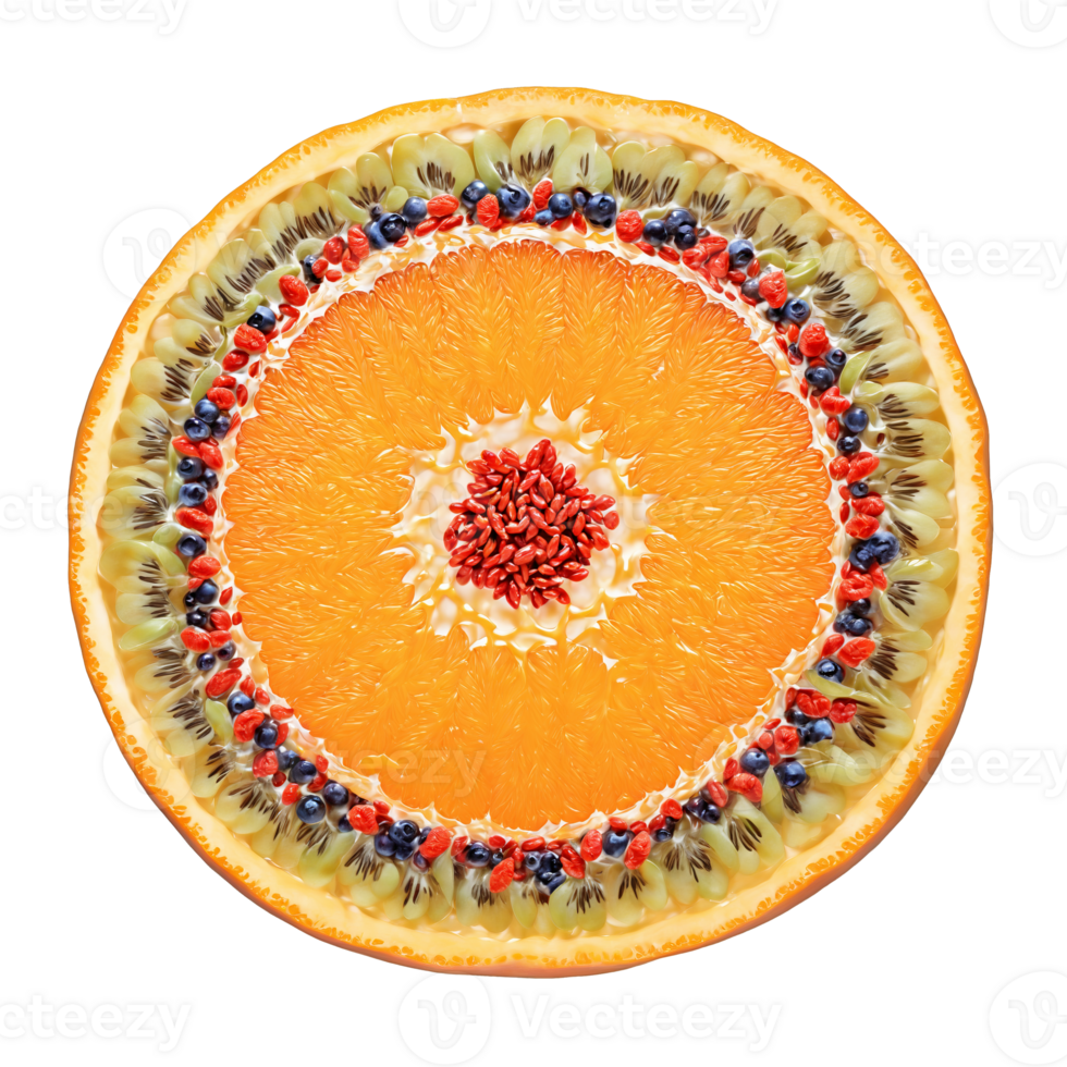 Orange fruits and berries mandala a circular pattern of oranges apricots and goji berries png