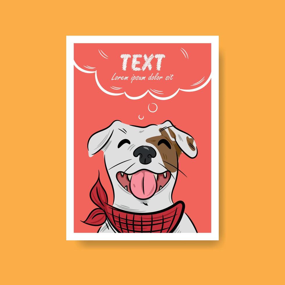 illustration of a happy smiling pet dog with an eye spot and red bandana vector