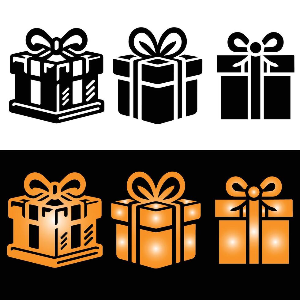 Gift box icon set. Gift box signs Line and silhouette style. illustration vector