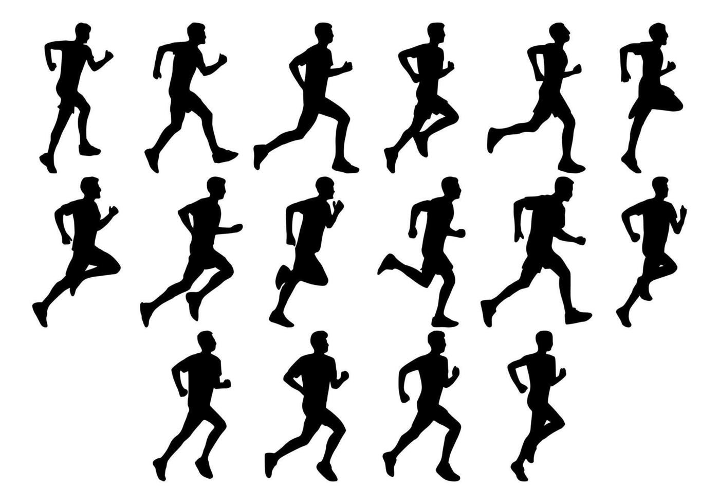 collection of Illustration runner silhouettes. runner athlete silhouette vector