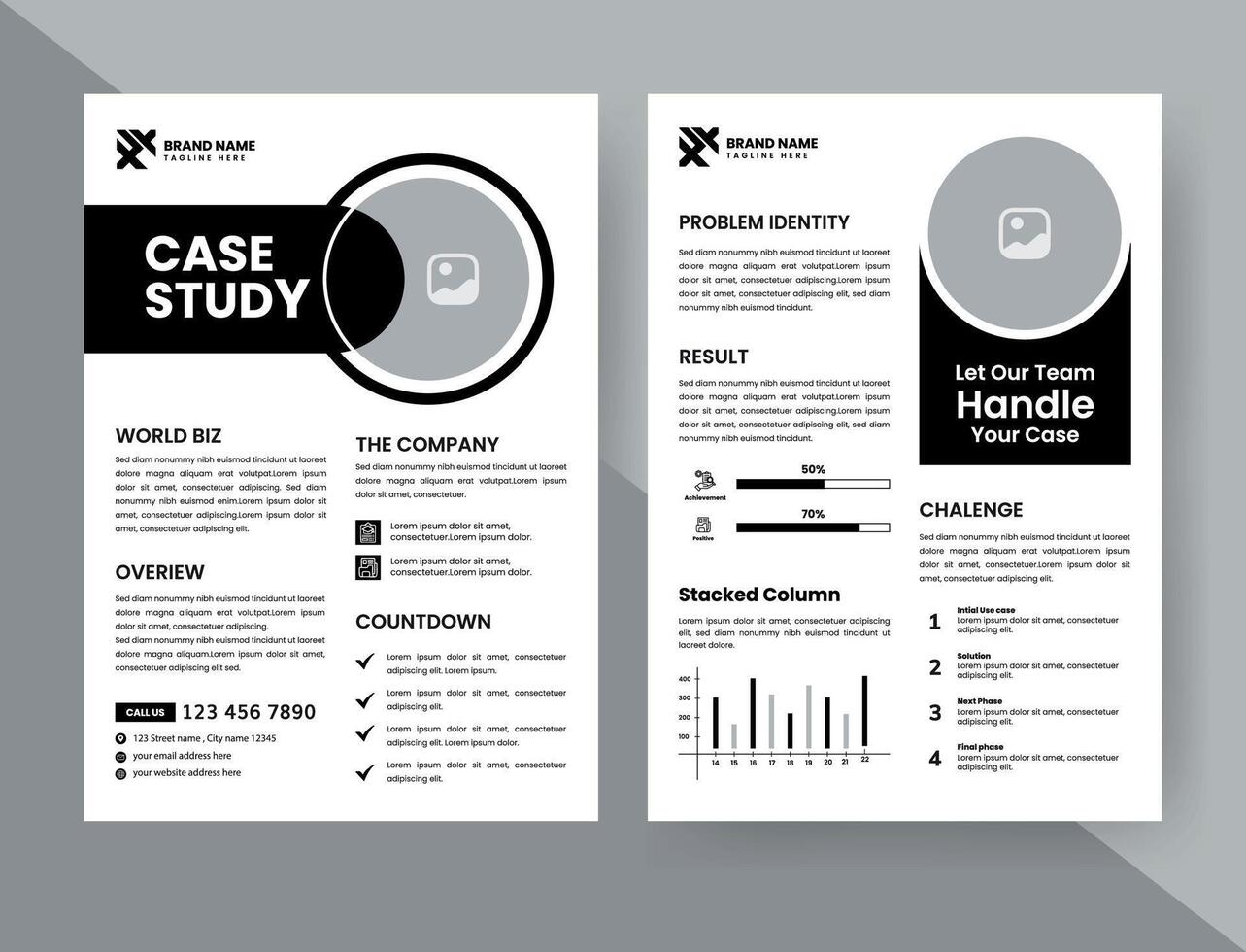 Case Study Layout Flyer. Minimalist Business Report with Simple Design. vector