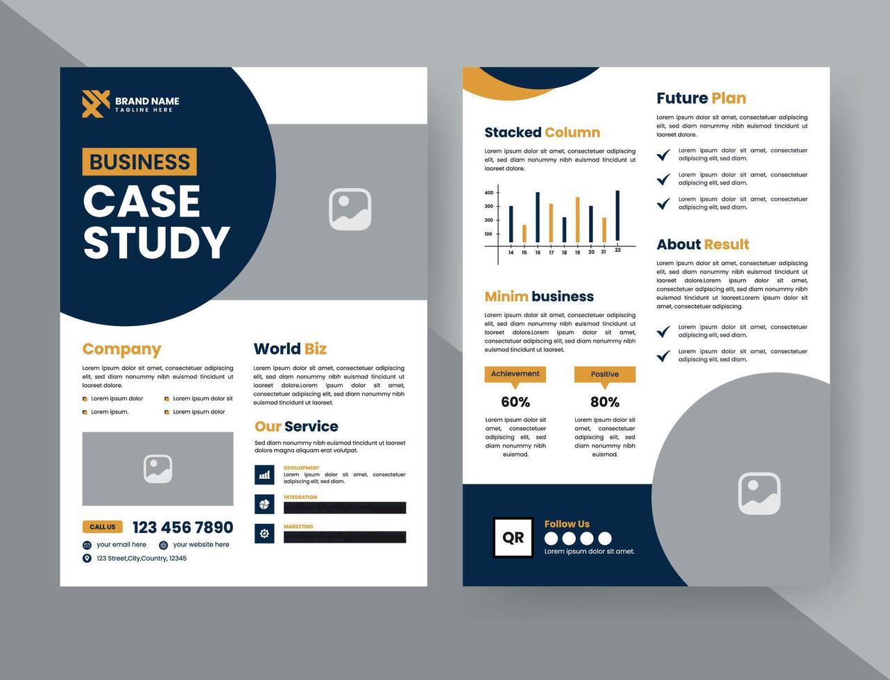 Case Study Layout Flyer. Minimalist Business Report with Simple Design. vector