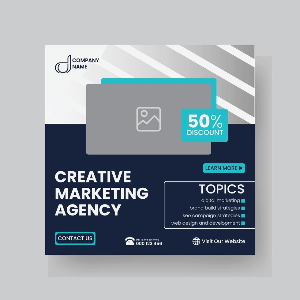 Modern Digital Marketing Agency Social Media Post For Business. Abstract Advertisement Square Web Post for Company Promotion. vector