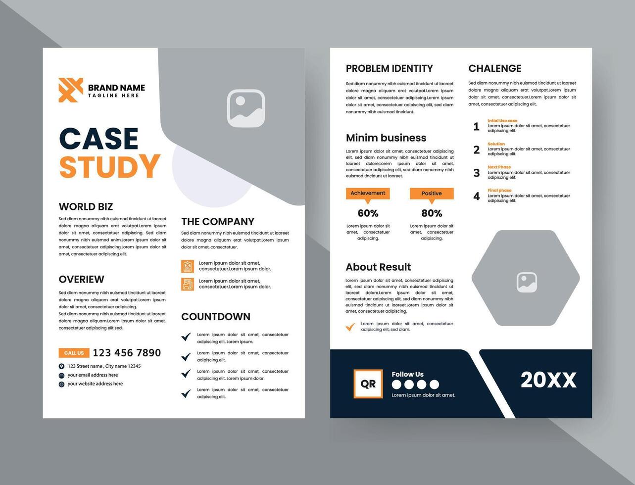 Case Study Layout Flyer. Minimalist Business Report with Simple Design. vector