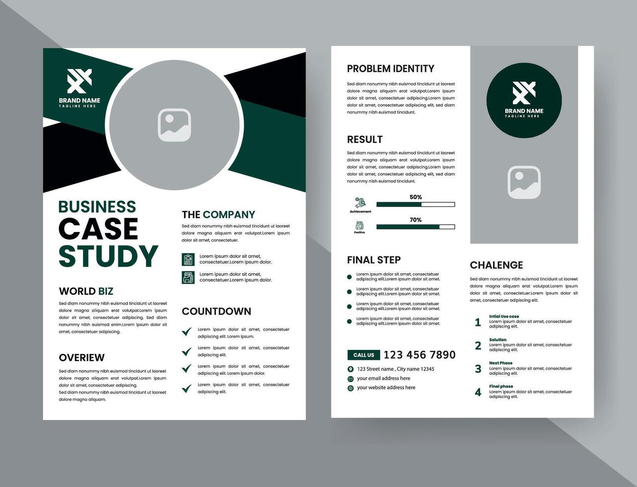 Case Study Layout Flyer. Minimalist Business Report with Simple Design. vector