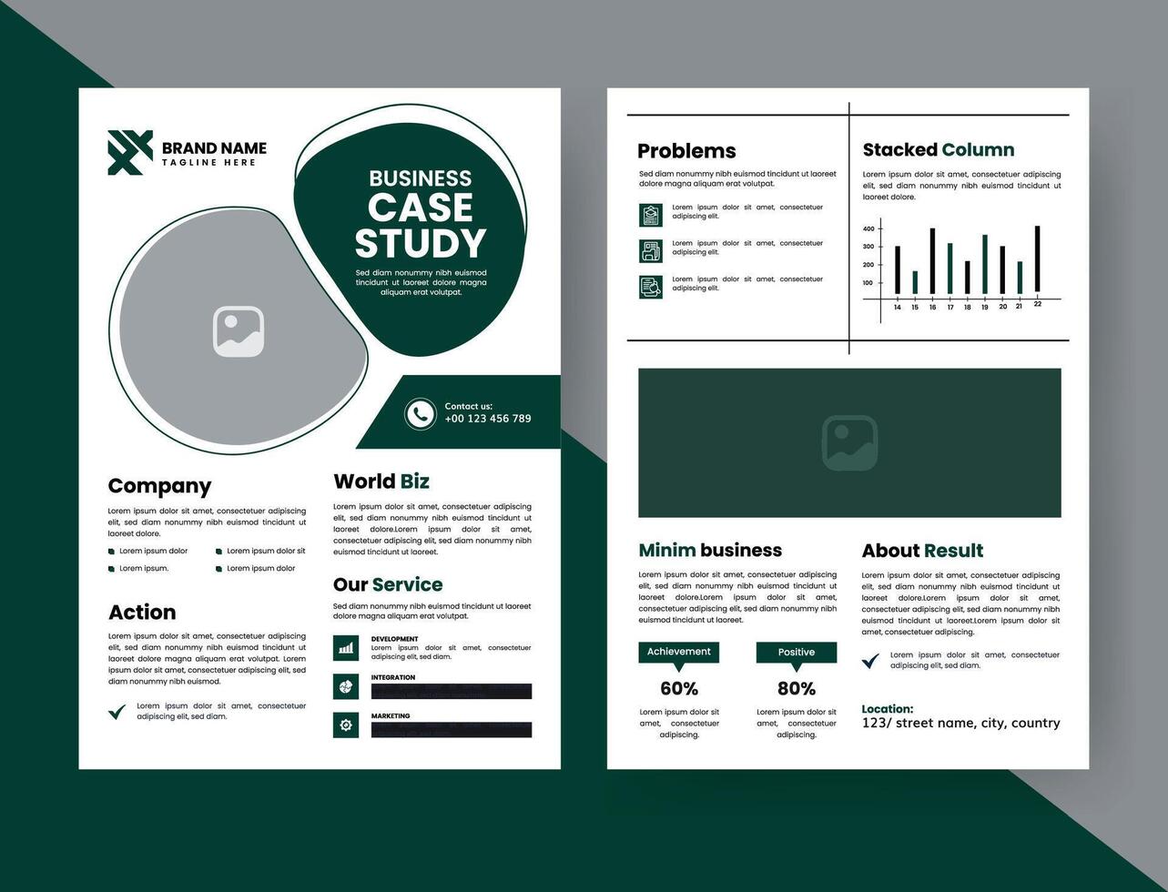 Case Study Layout Flyer. Minimalist Business Report with Simple Design. vector