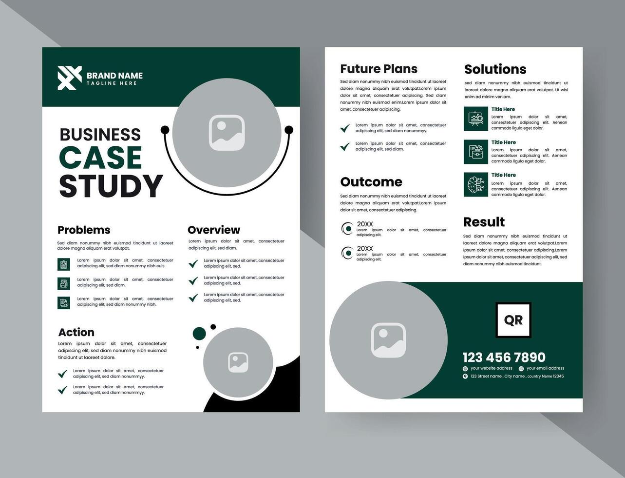 Case Study Layout Flyer. Minimalist Business Report with Simple Design. vector