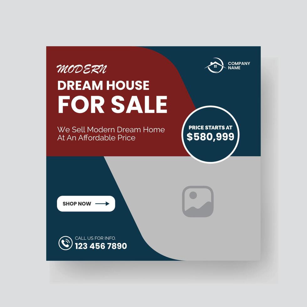 Modern Real state Home rent social media post Sale or carousel design template vector