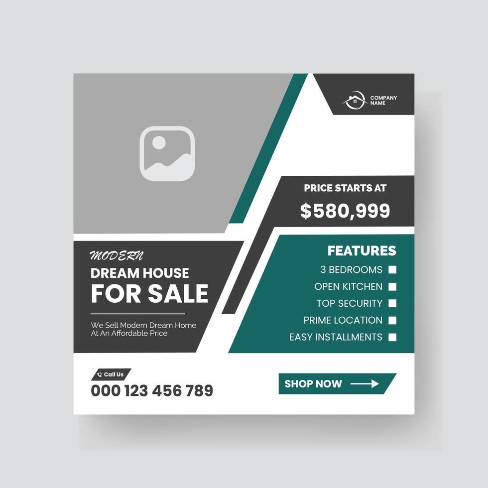 Modern Real state Home rent social media post Sale or carousel design template vector