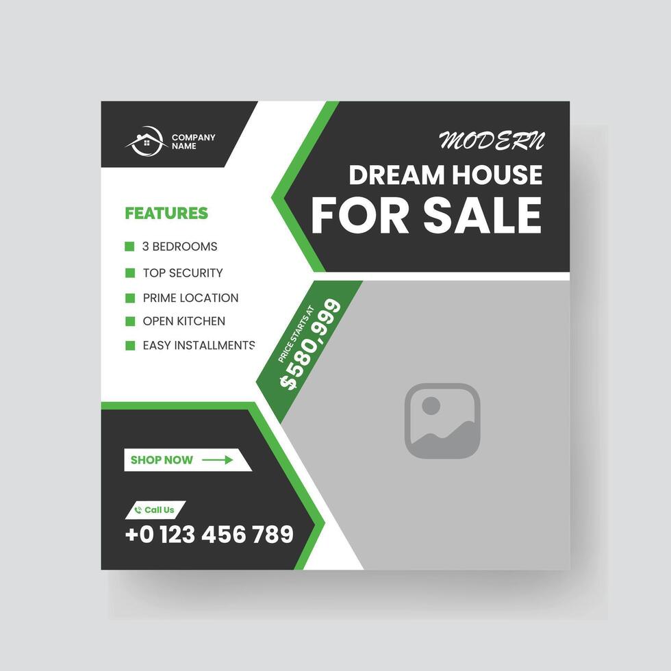Modern Real state Home rent social media post Sale or carousel design template vector