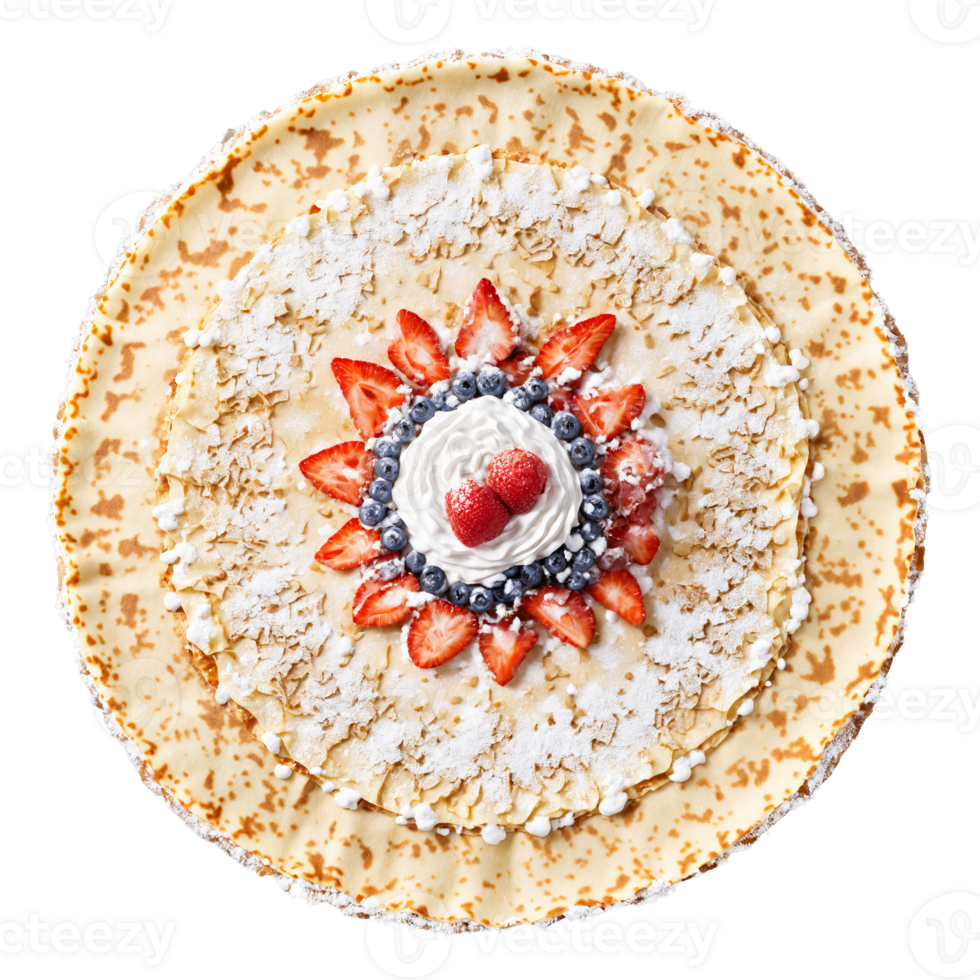 Breakfast crepe mandala a circular pattern of delicate breakfast crepes with fillings and toppings png