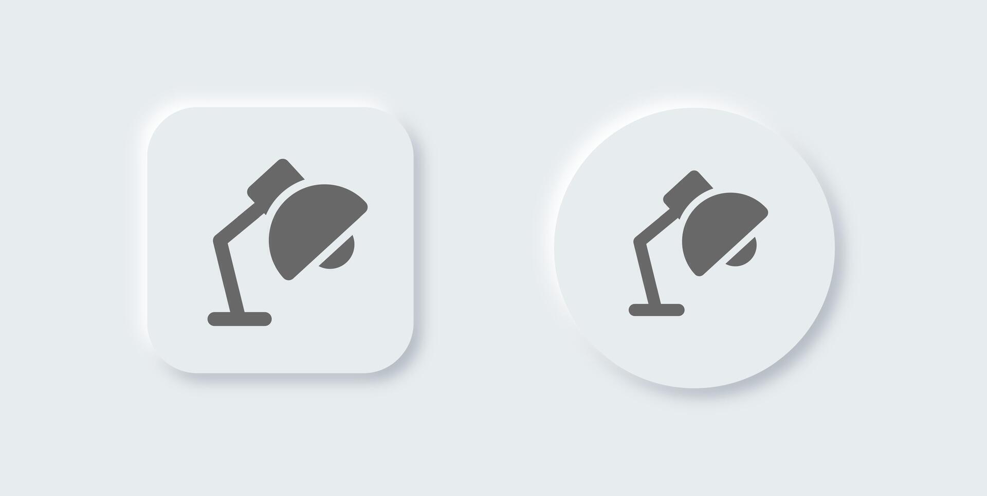 Table lamp solid icon in neomorphic design style. Light signs illustration. vector