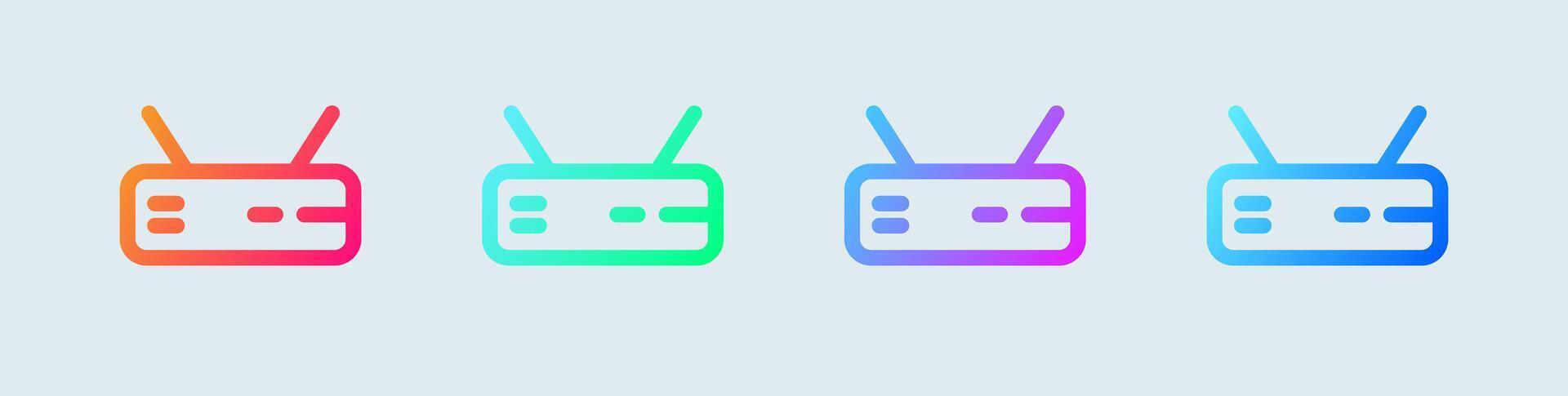 Router line icon in gradient colors. Network connection signs illustration. vector