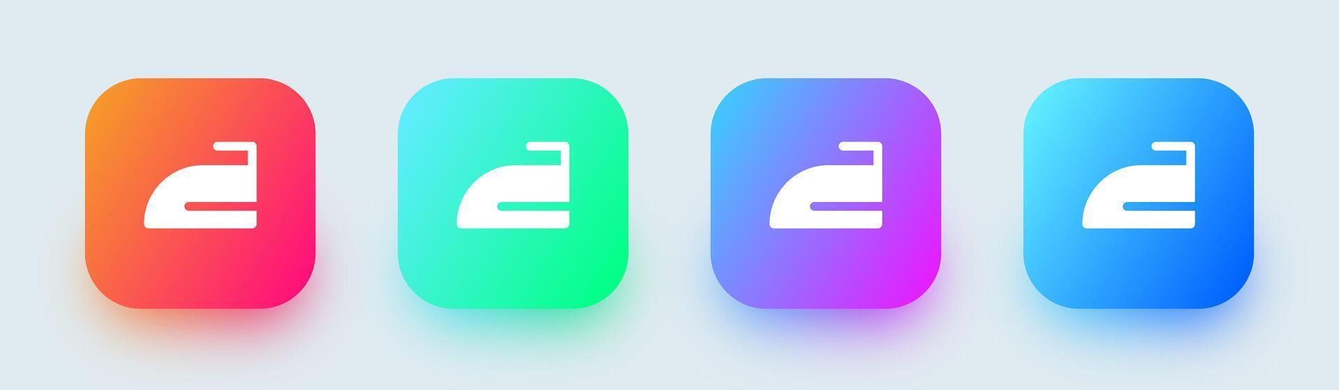 Iron clothes solid icon in square gradient colors. Laundry signs illustration. vector