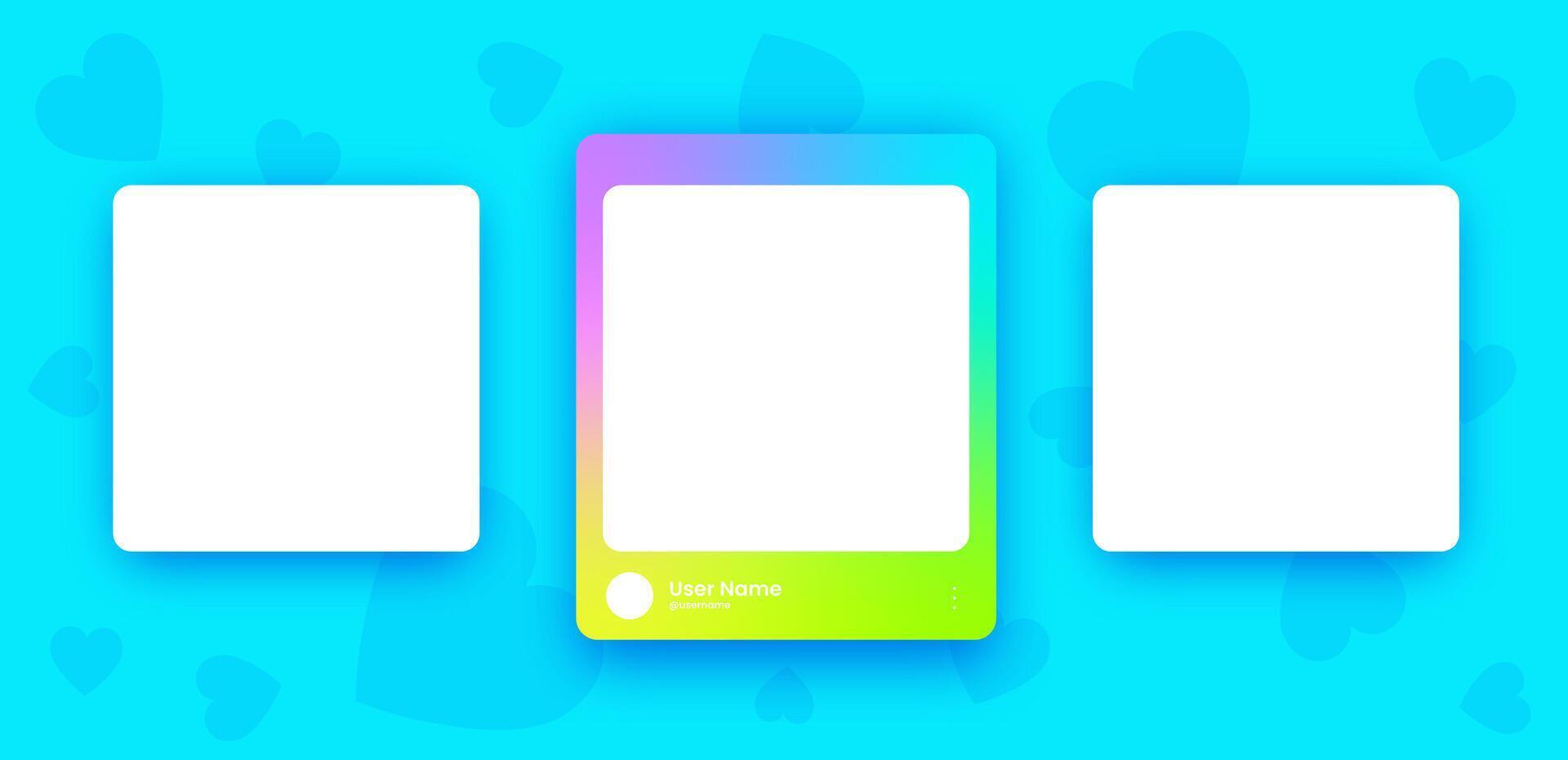 Social media frame collection template. Colorful social media interface. vector