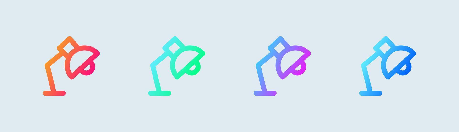 Table lamp line icon in gradient colors. Light signs illustration. vector