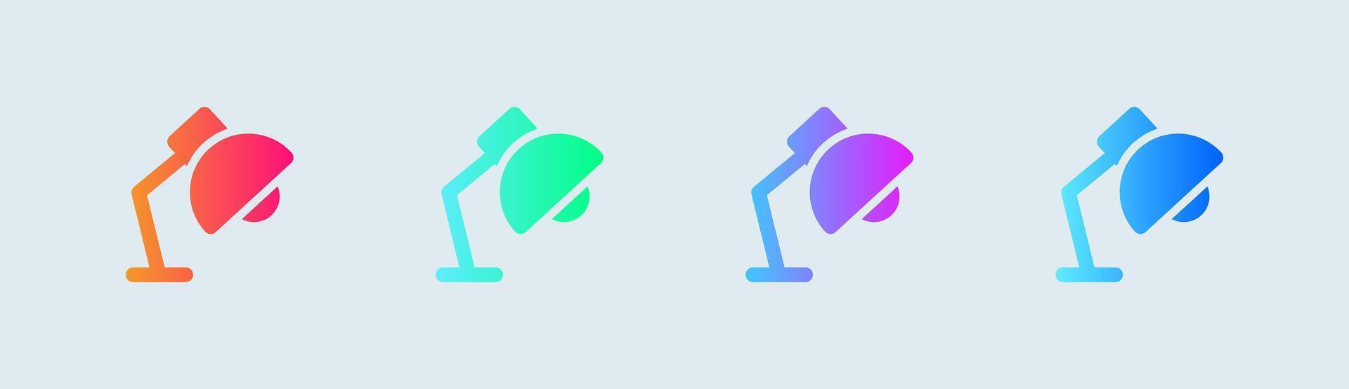 Table lamp solid icon in gradient colors. Light signs illustration. vector