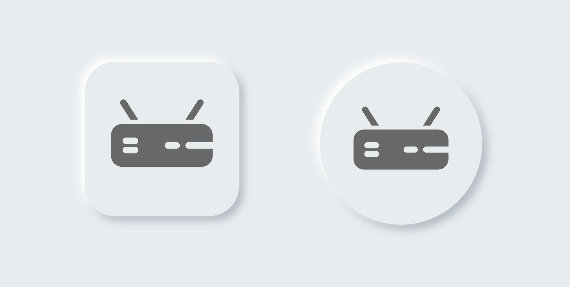 Router solid icon in neomorphic design style. Network connection signs illustration. vector